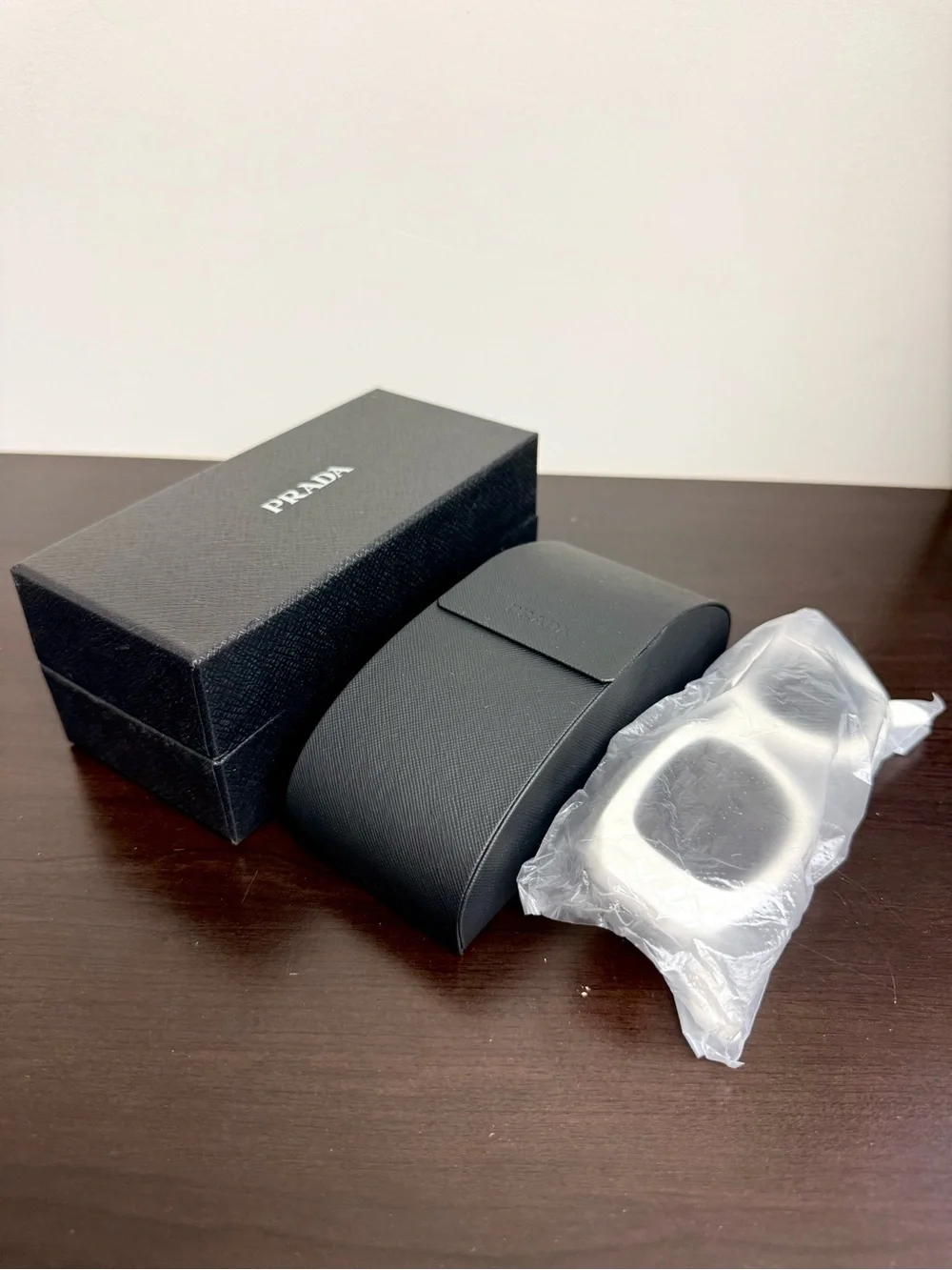 Prada White Oversized Angular Sunglasses with Dark Lenses